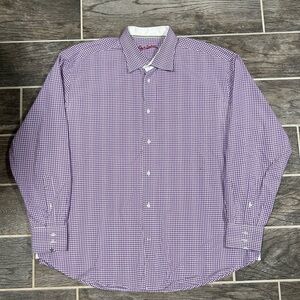 Robert Graham Purple Designer Button Down Dress Shirt XXL